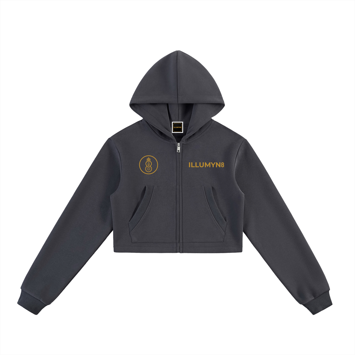 Illumyn8 Women's Split-Chest Cropped Zip-Up Hoodie
