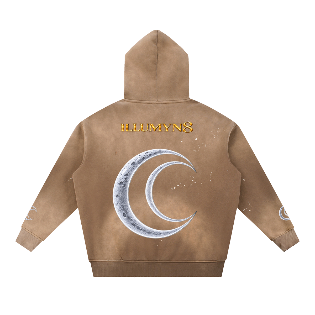 Illumyn8 Vintage Washed Frayed Fleece Hoodie – Lunar Rise | Moonlight Edition
