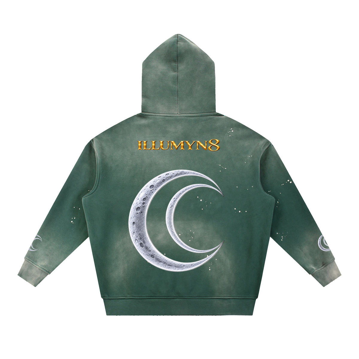Illumyn8 Vintage Washed Frayed Fleece Hoodie – Lunar Rise | Moonlight Edition