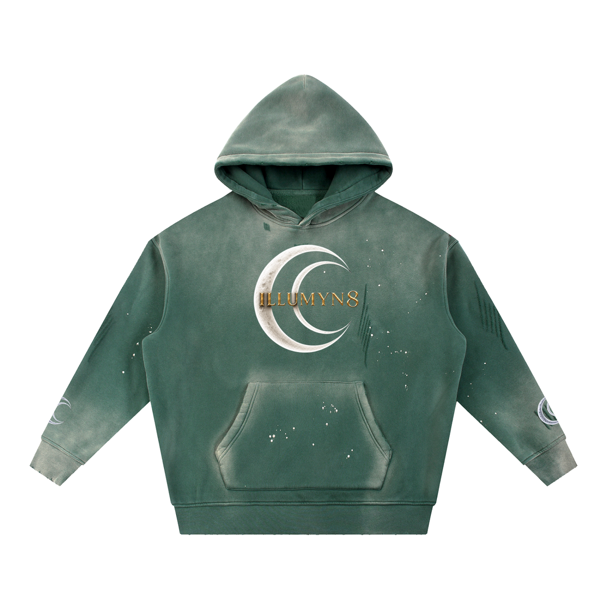 Illumyn8 Vintage Washed Frayed Fleece Hoodie – Lunar Rise | Moonlight Edition