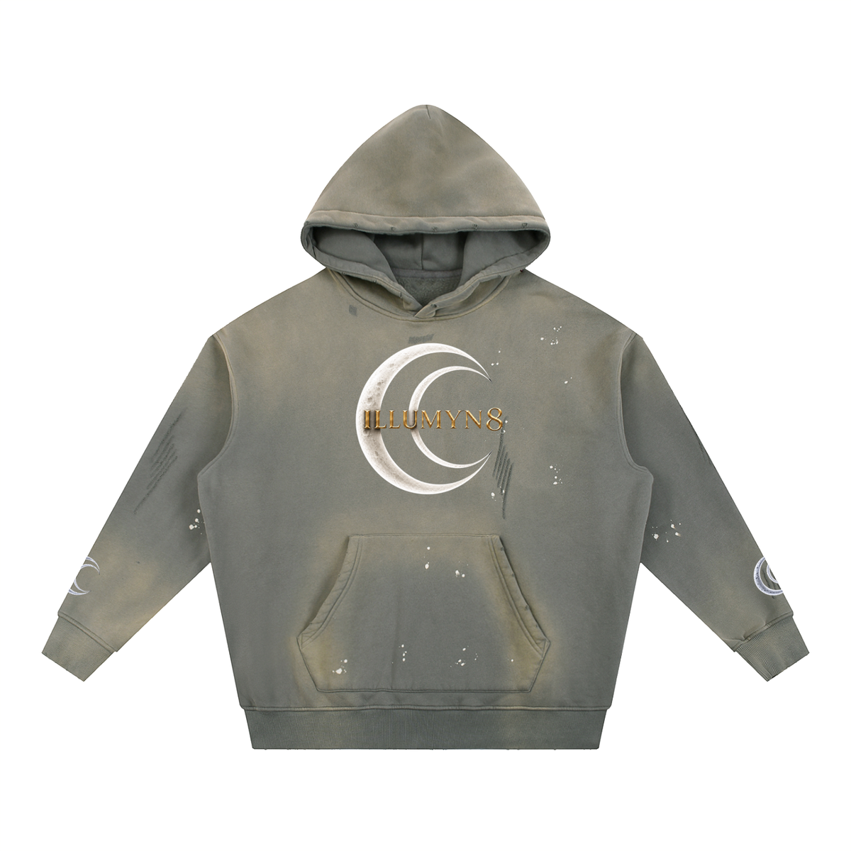 Illumyn8 Vintage Washed Frayed Fleece Hoodie – Lunar Rise | Moonlight Edition