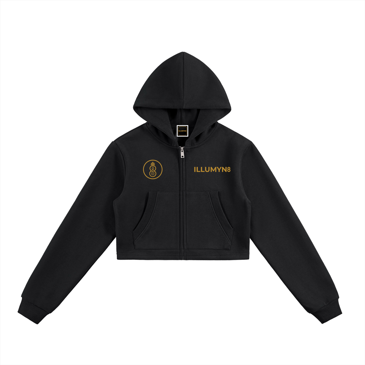 Illumyn8 Women's Split-Chest Cropped Zip-Up Hoodie