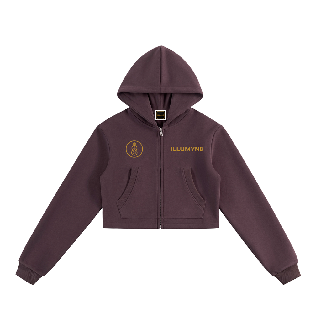 Illumyn8 Women's Split-Chest Cropped Zip-Up Hoodie