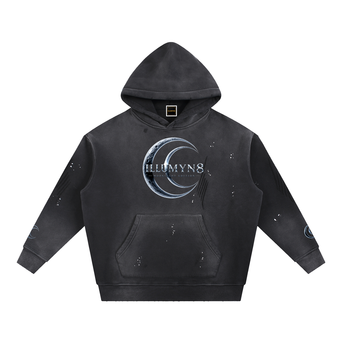 Illumyn8 Vintage Washed Frayed Fleece Hoodie – Dark Side | Moonlight Edition