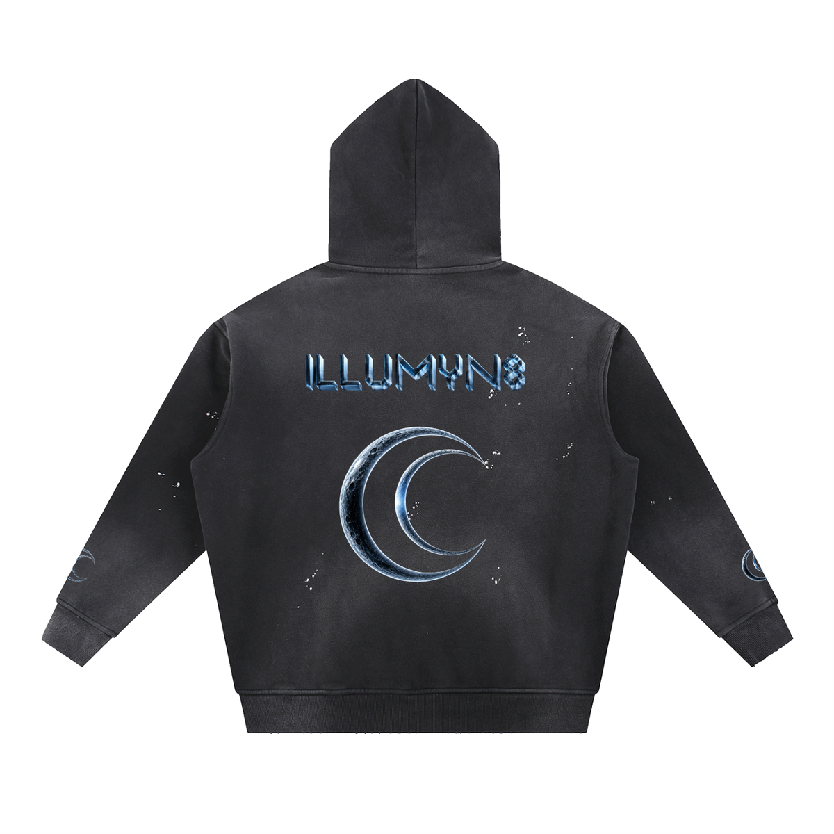 Illumyn8 Vintage Washed Frayed Fleece Hoodie – Dark Side | Moonlight Edition