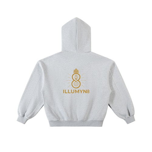 Illumyn8 Contrast-Stitched Boxy Fleece Zip Hoodie