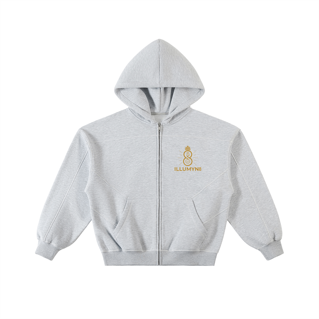 Illumyn8 Contrast-Stitched Boxy Fleece Zip Hoodie