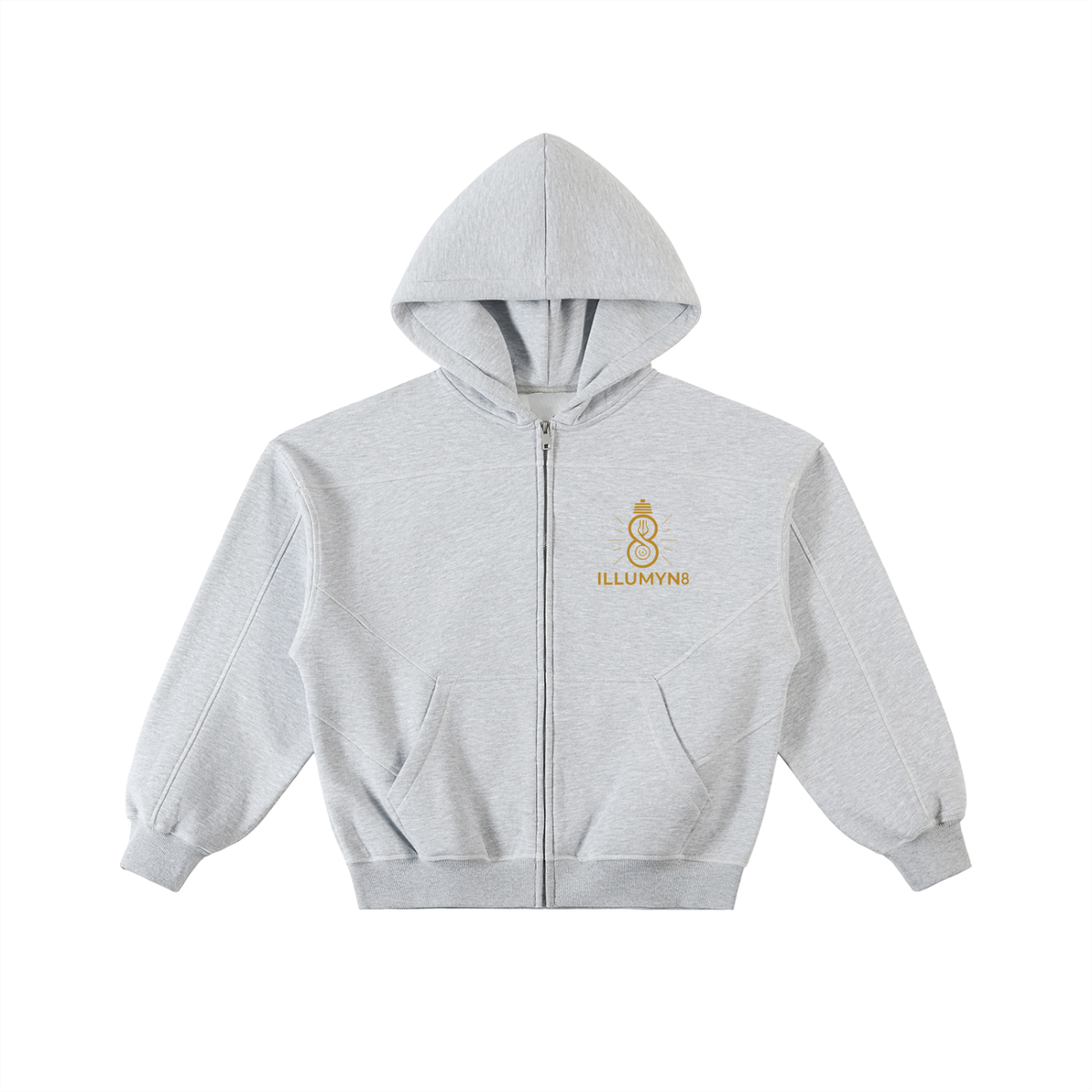 Illumyn8 Contrast-Stitched Boxy Fleece Zip Hoodie